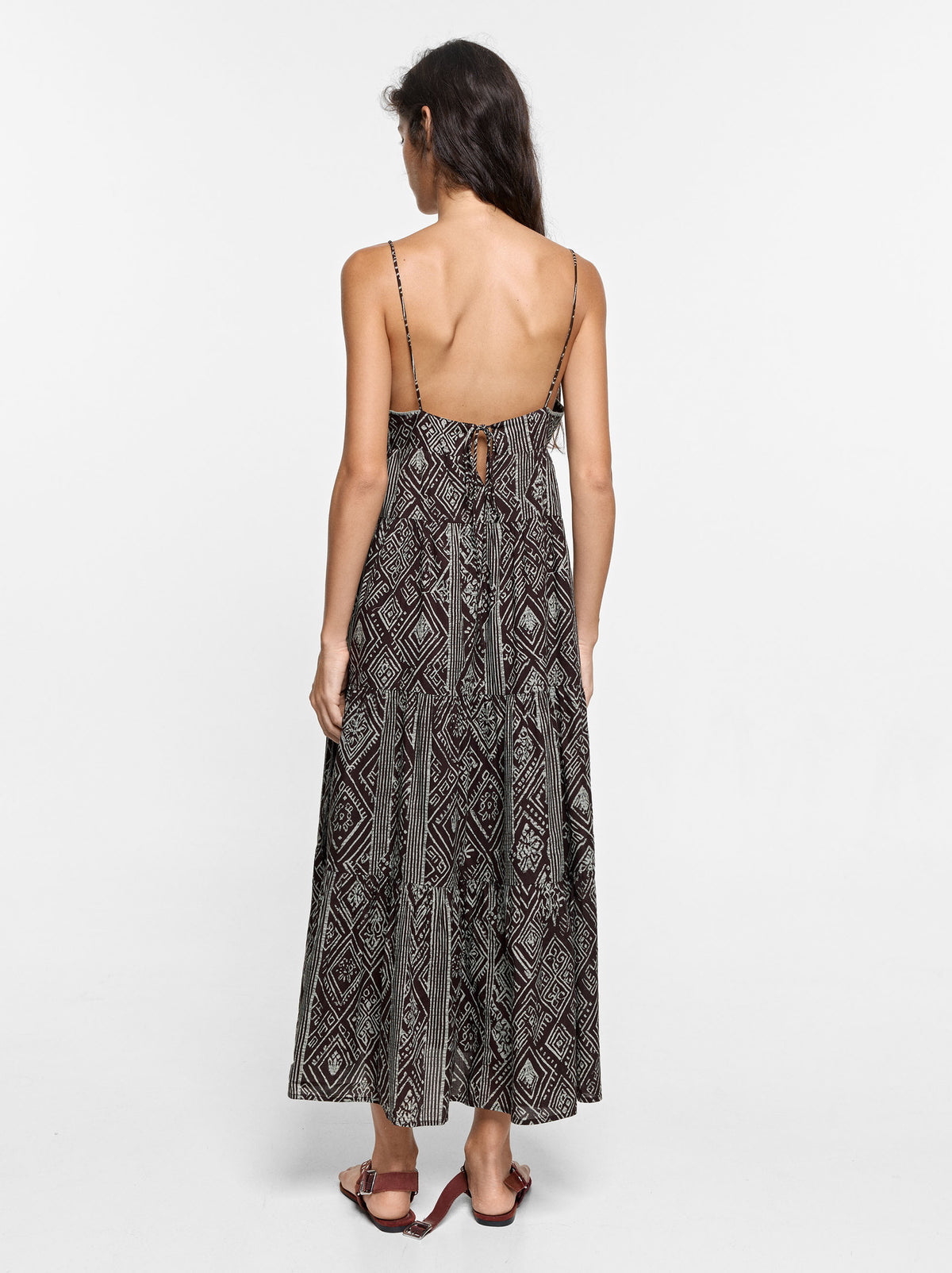 100% Cotton Printed Dress With Straps