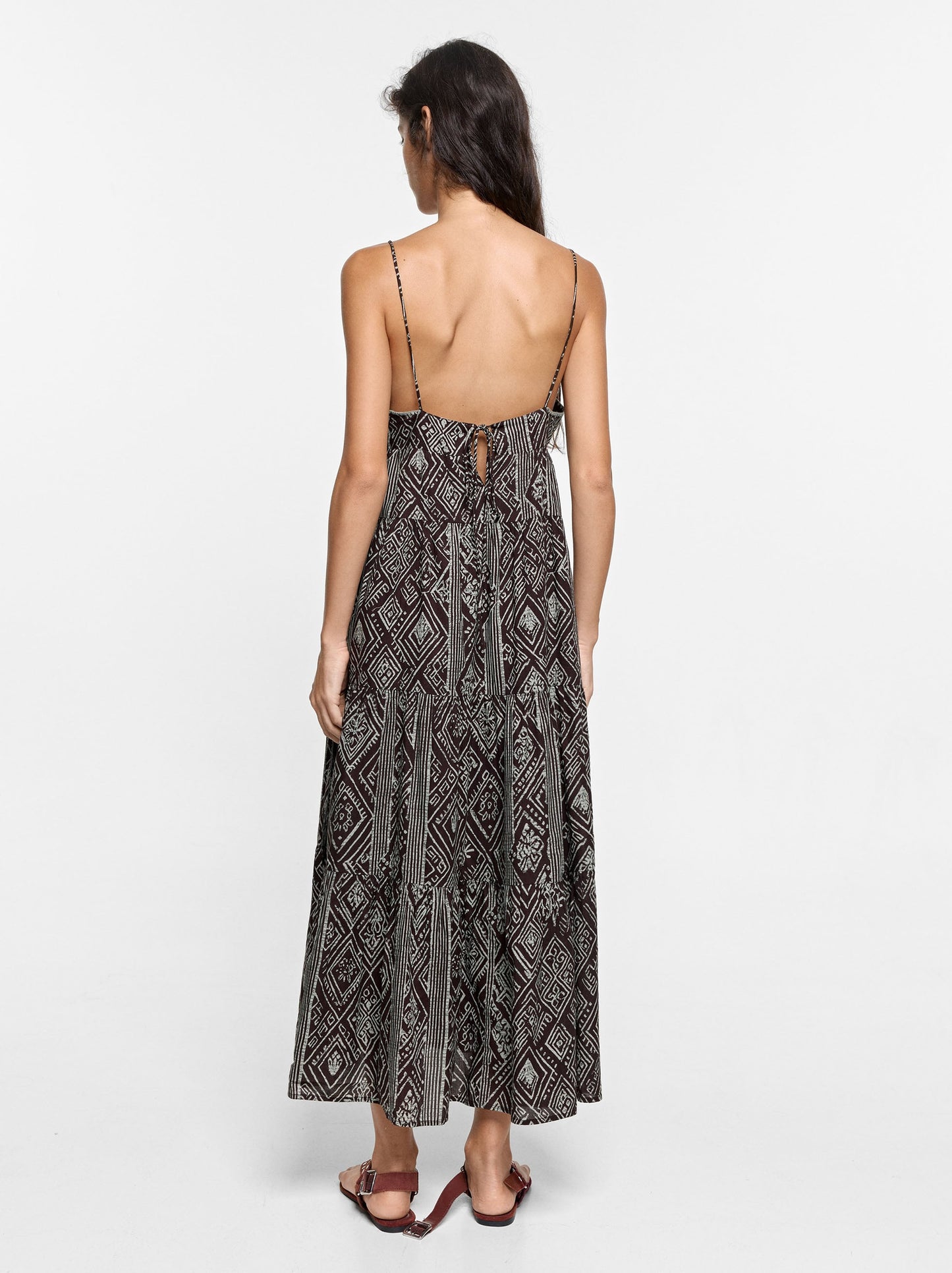 100% Cotton Printed Dress With Straps