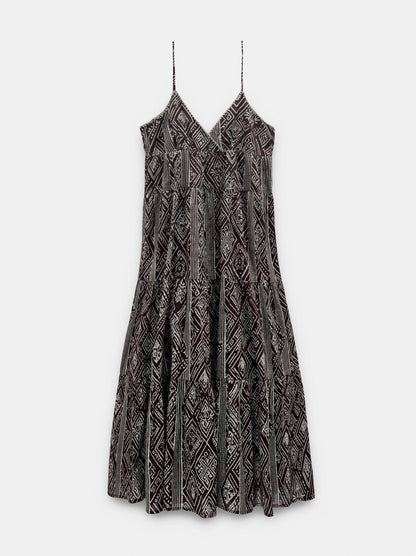 100% Cotton Printed Dress With Straps