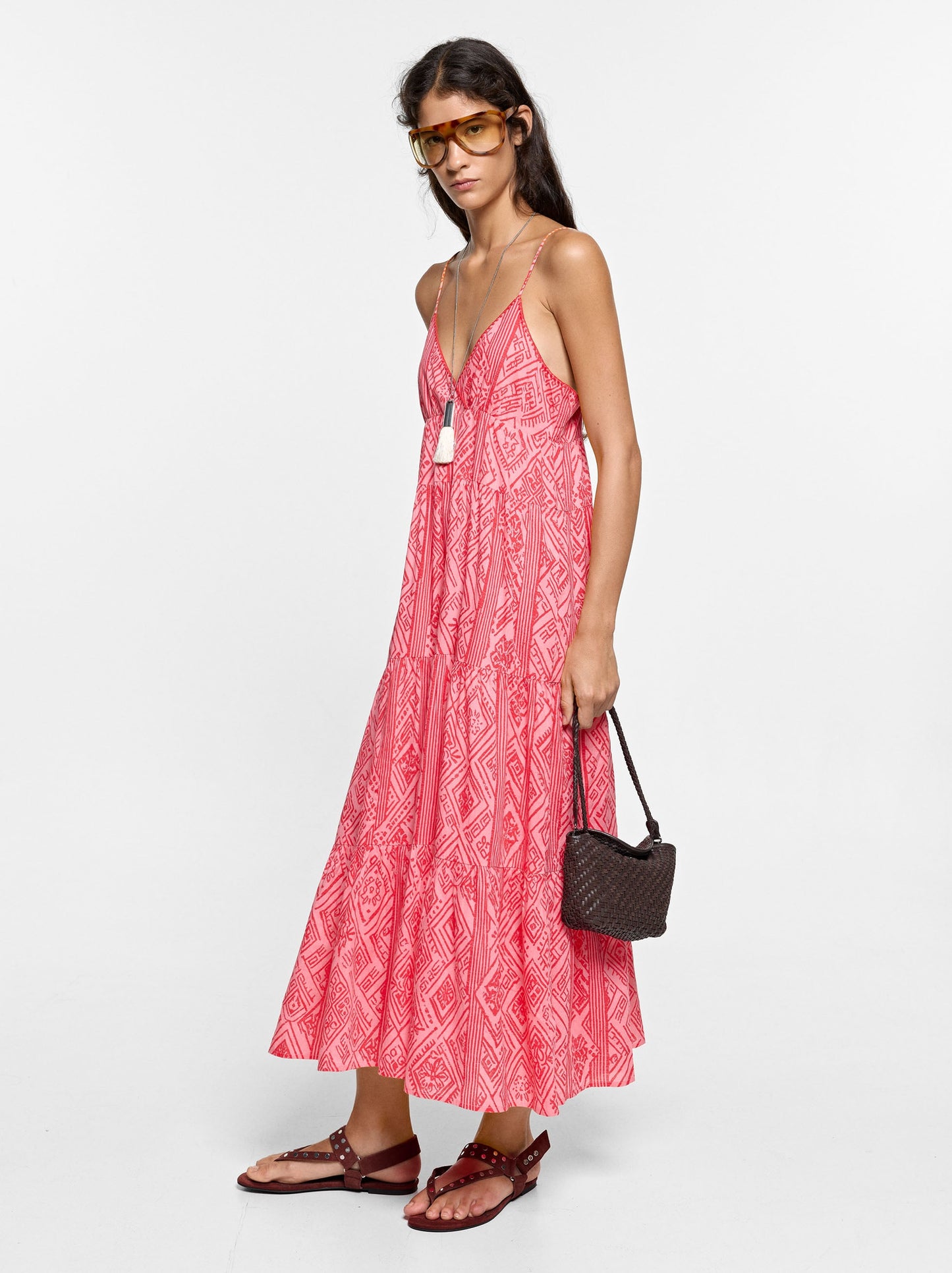 100% Cotton Printed Dress With Straps