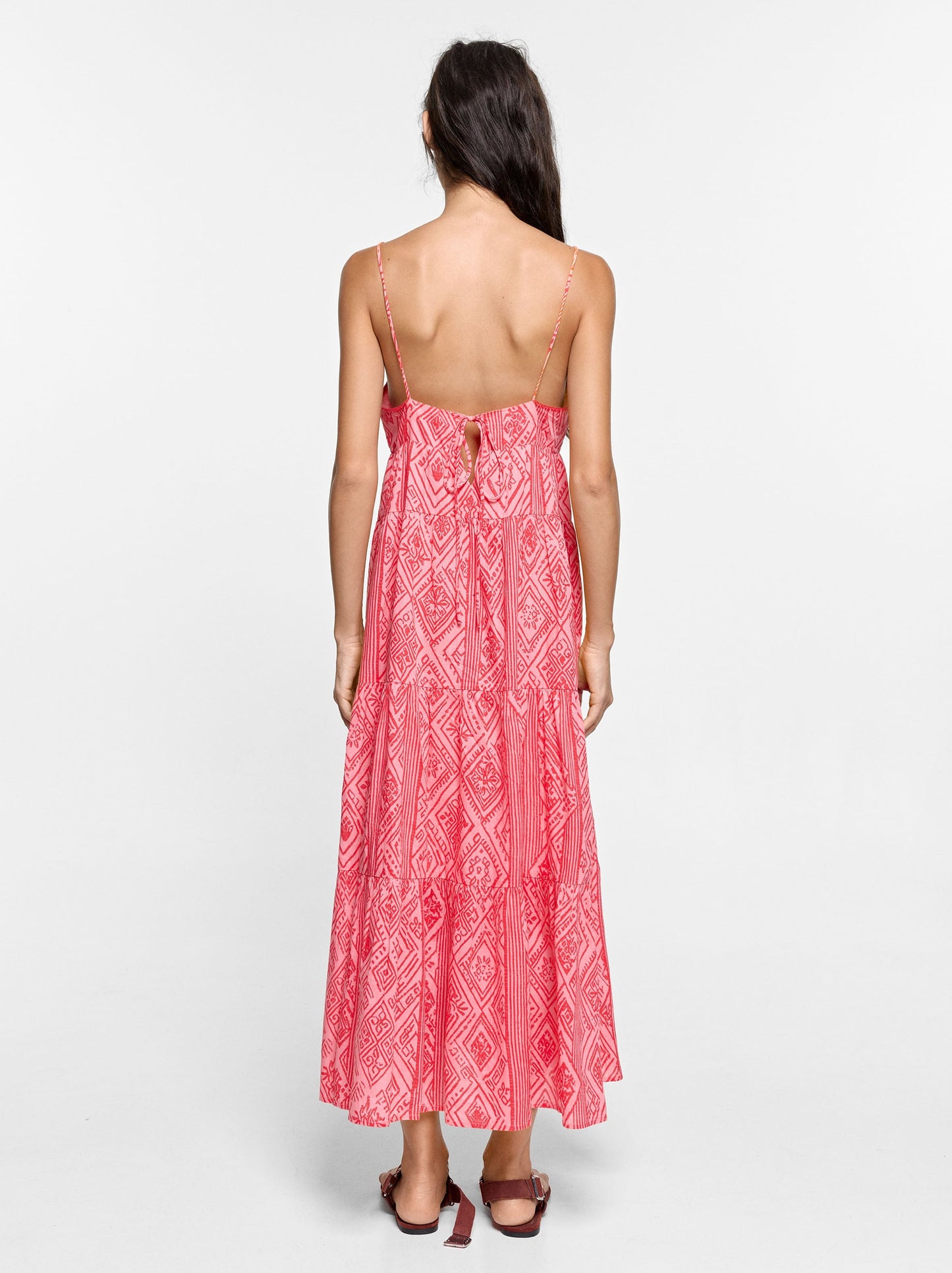 100% Cotton Printed Dress With Straps