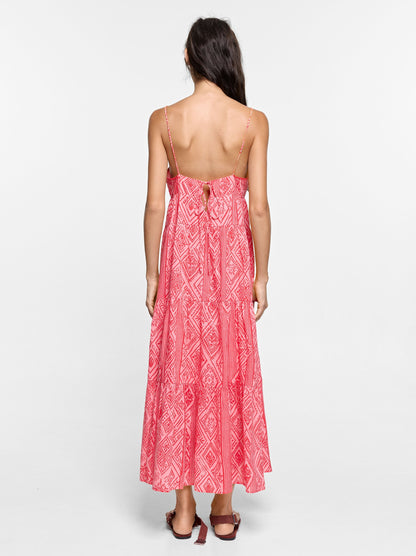 100% Cotton Printed Dress With Straps