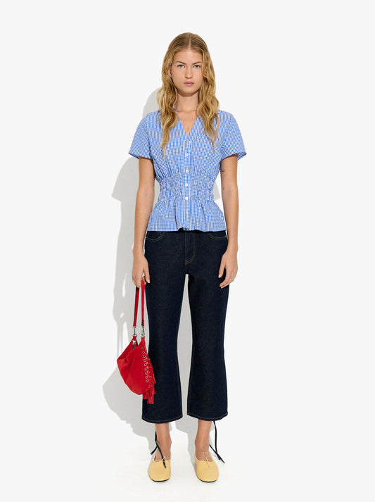 Shirt With Vichy Squares With Elastic Bands