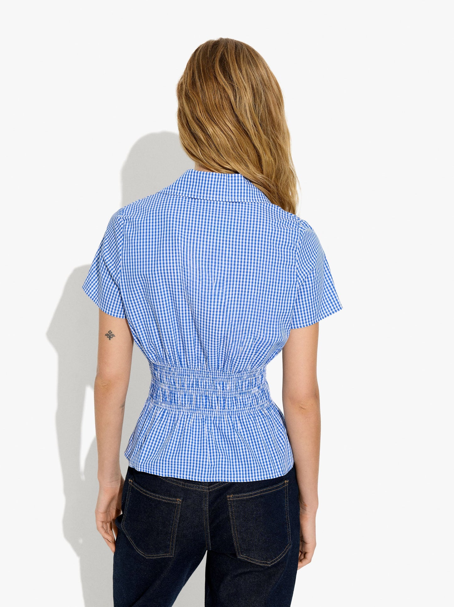 Shirt With Vichy Squares With Elastic Bands
