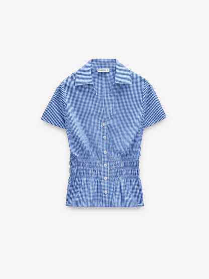 Shirt With Vichy Squares With Elastic Bands