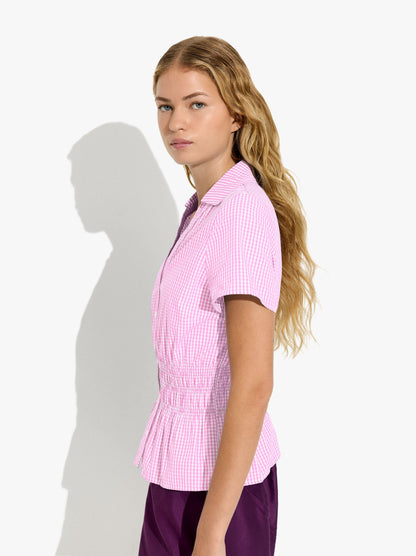Shirt With Vichy Squares With Elastic Bands