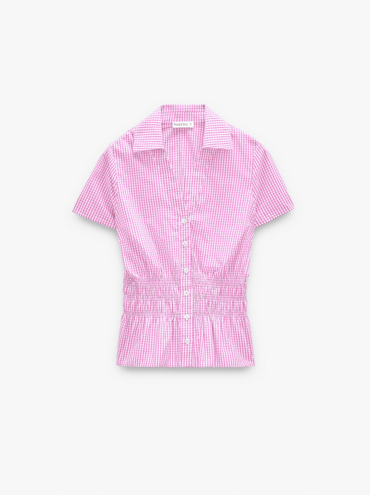 Shirt With Vichy Squares With Elastic Bands