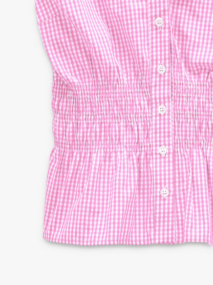 Shirt With Vichy Squares With Elastic Bands