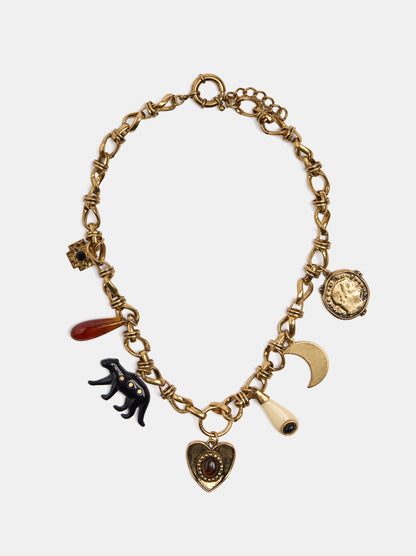 Link Necklace With Dangling Charms