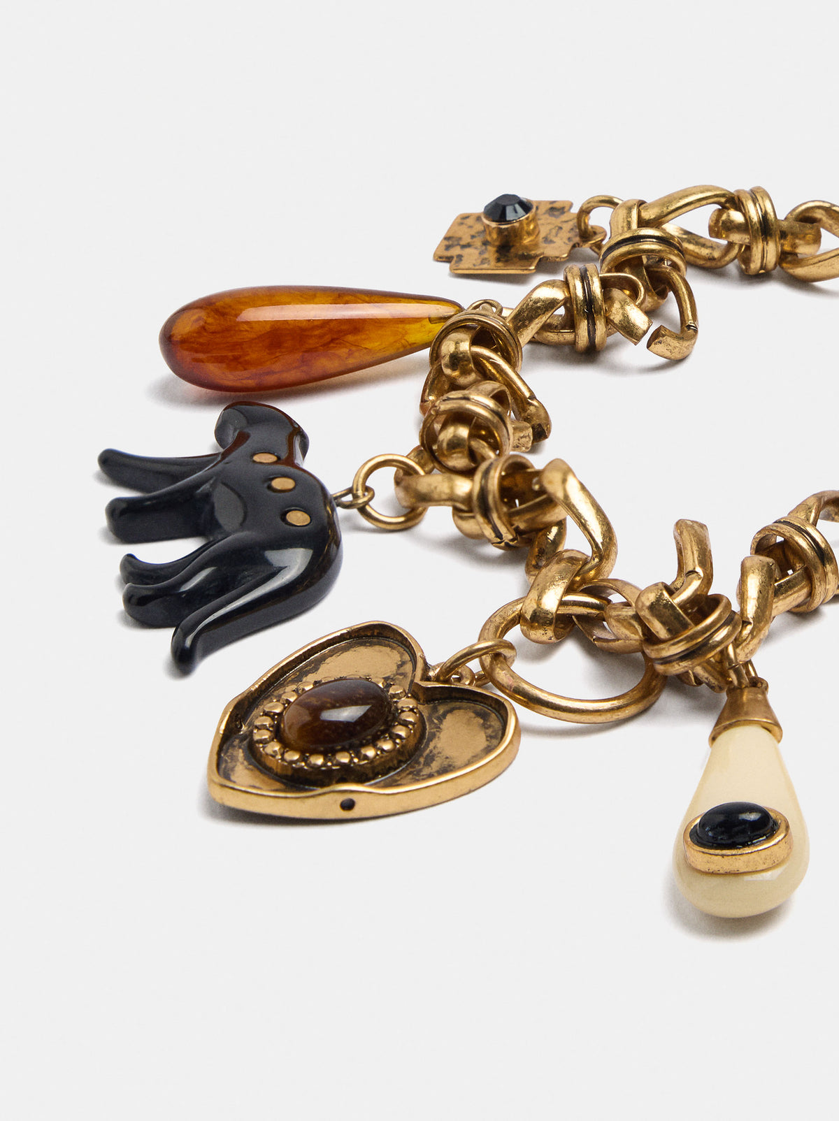 Link Necklace With Dangling Charms