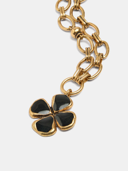 Link Necklace With Clover Pendant