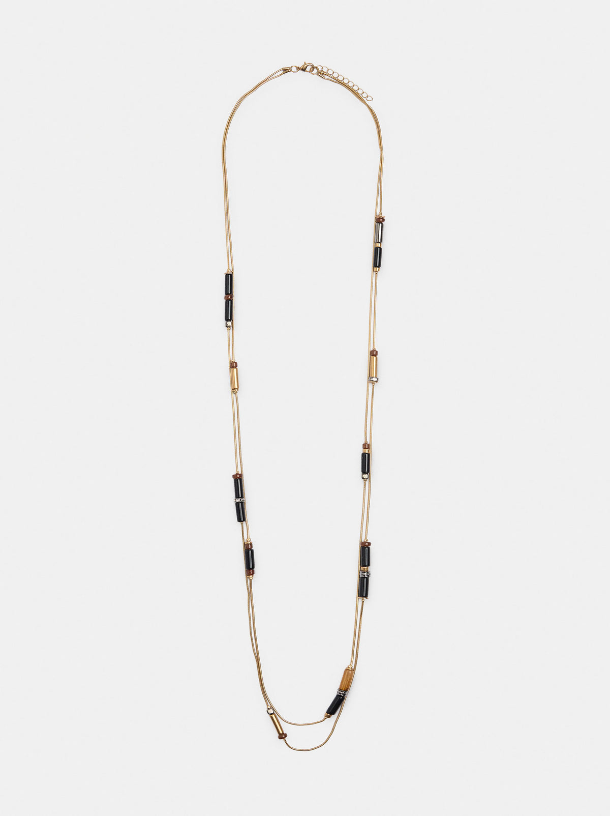 Long Double Necklace With Bars
