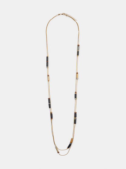 Long Double Necklace With Bars