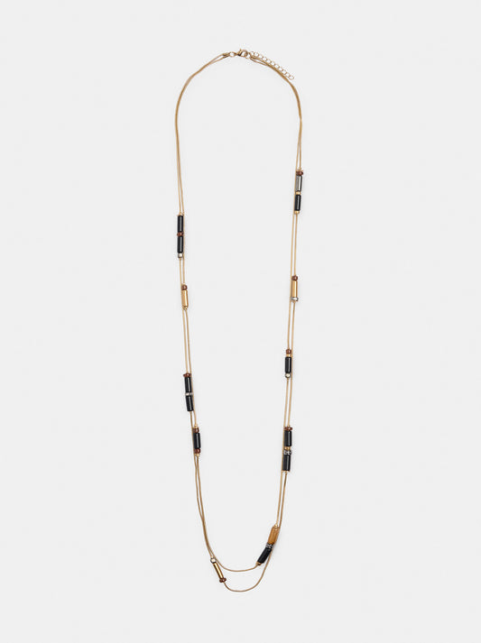 Long Double Necklace With Bars