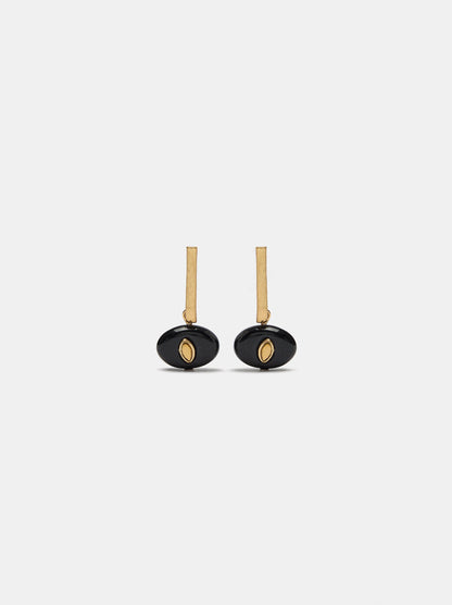Bar Earrings With Oval Pendant