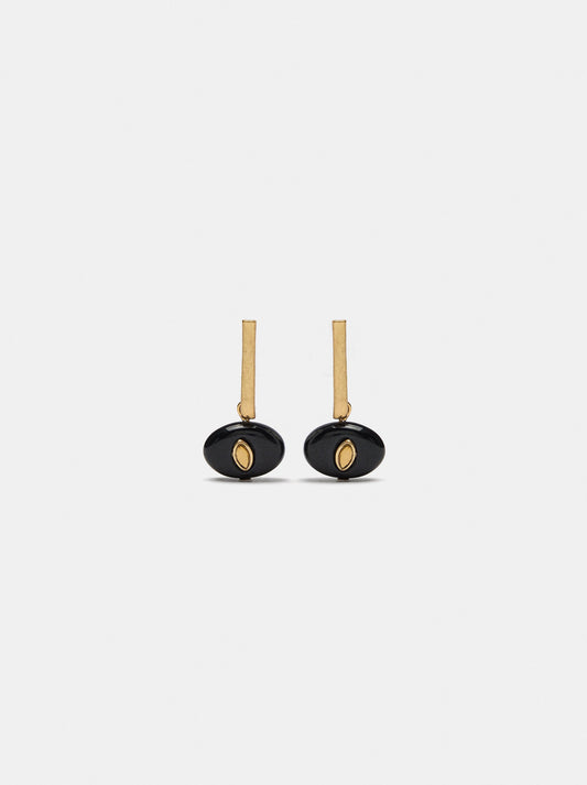 Bar Earrings With Oval Pendant