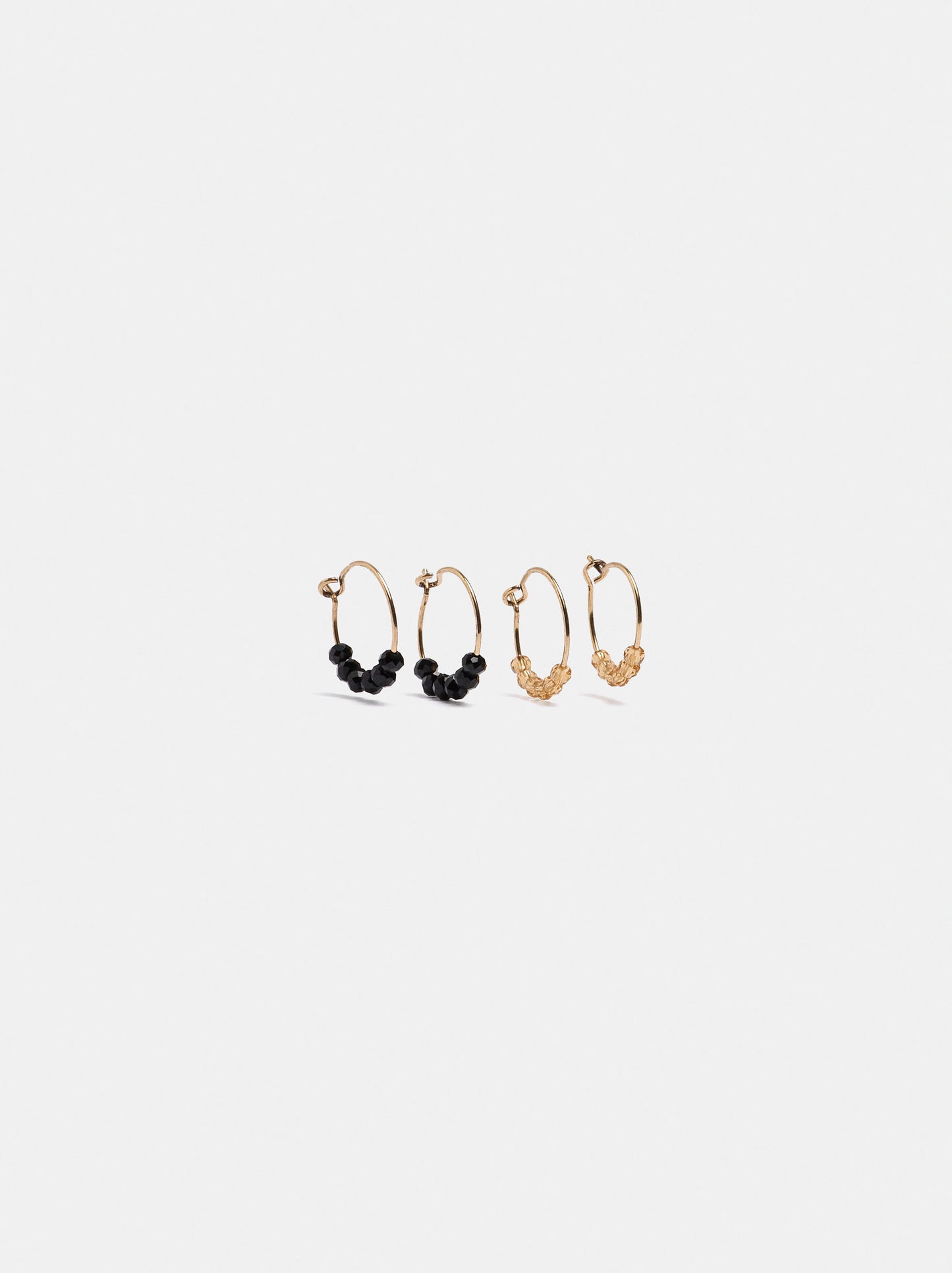 Set Of Hoop Earrings With Glass Beads