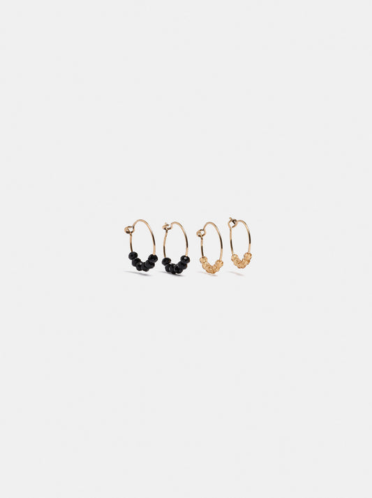 Set Of Hoop Earrings With Glass Beads