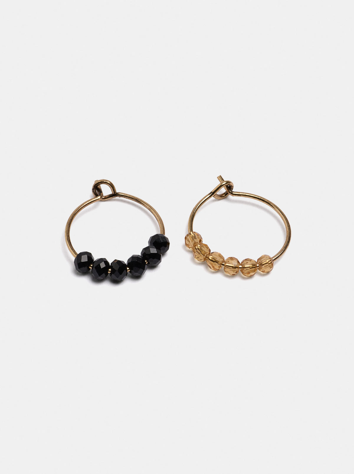 Set Of Hoop Earrings With Glass Beads