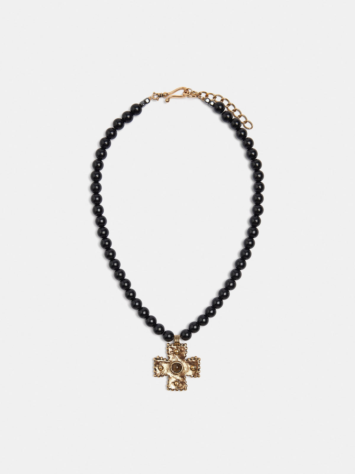 Beaded Necklace With Cross Pendant