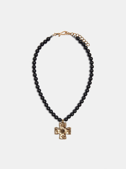 Beaded Necklace With Cross Pendant
