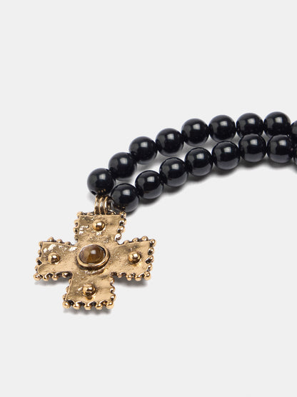 Beaded Necklace With Cross Pendant