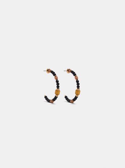 Open Hoop Earrings With Stone-Effect Beads