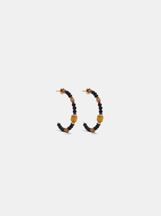 Open Hoop Earrings With Stone-Effect Beads