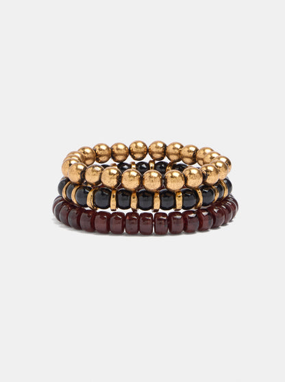 Set Of Elastic Bracelets With Beads