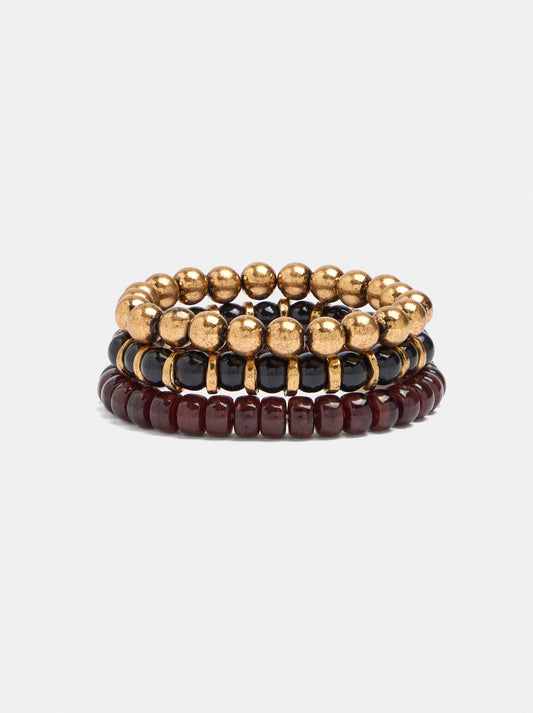 Set Of Elastic Bracelets With Beads