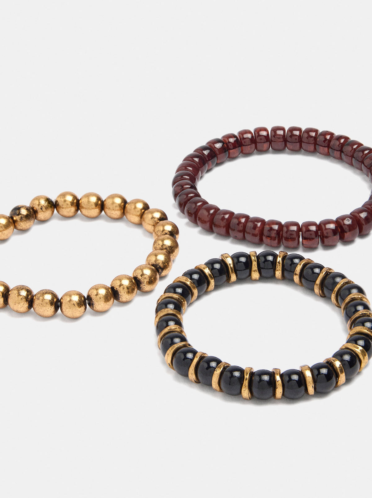 Set Of Elastic Bracelets With Beads