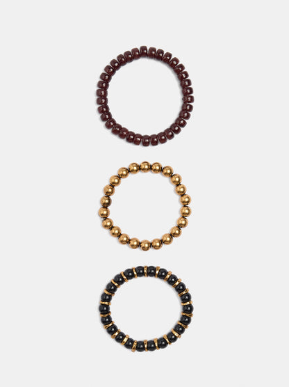 Set Of Elastic Bracelets With Beads