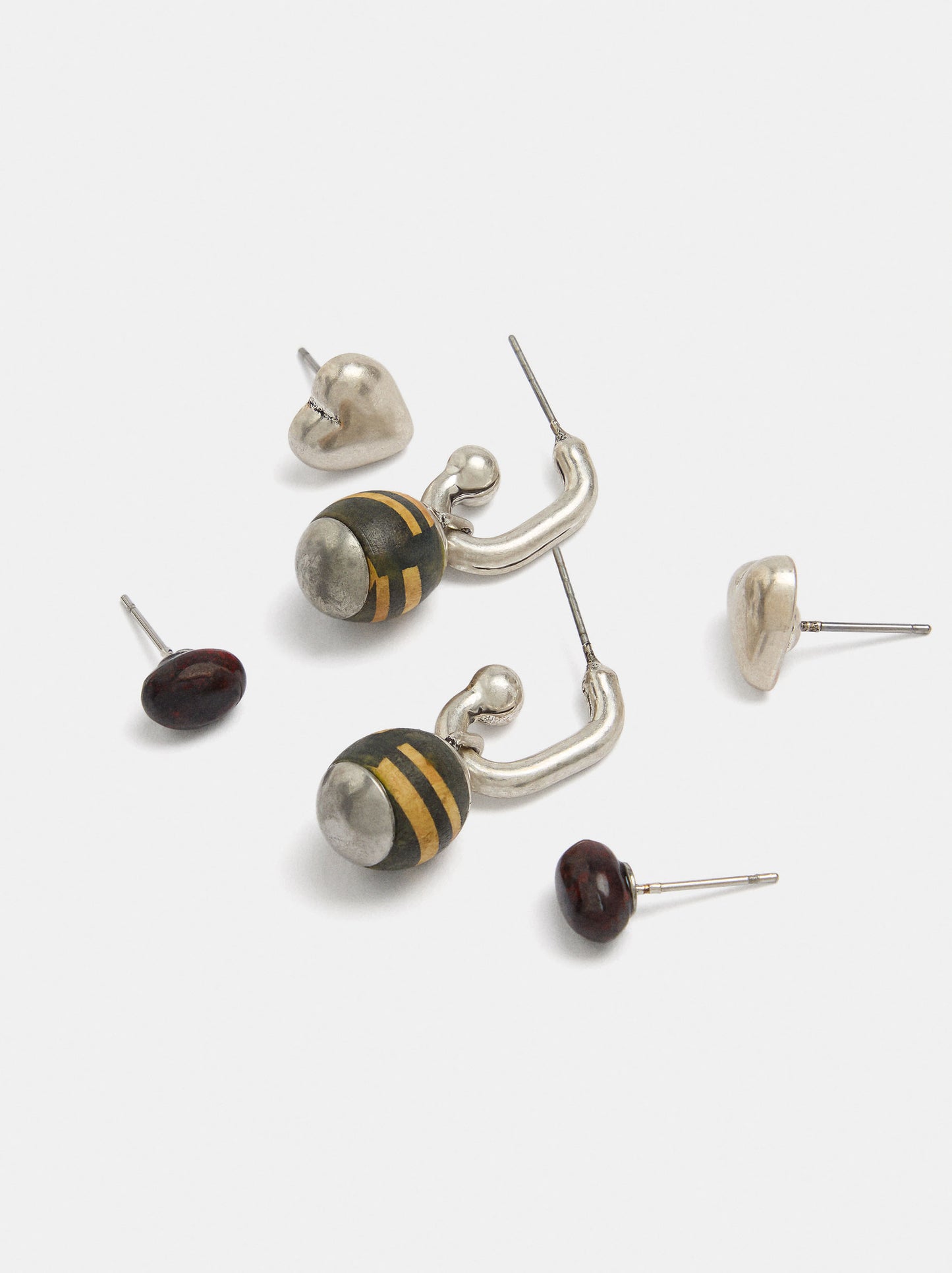 Set Of Stone And Wood Earrings