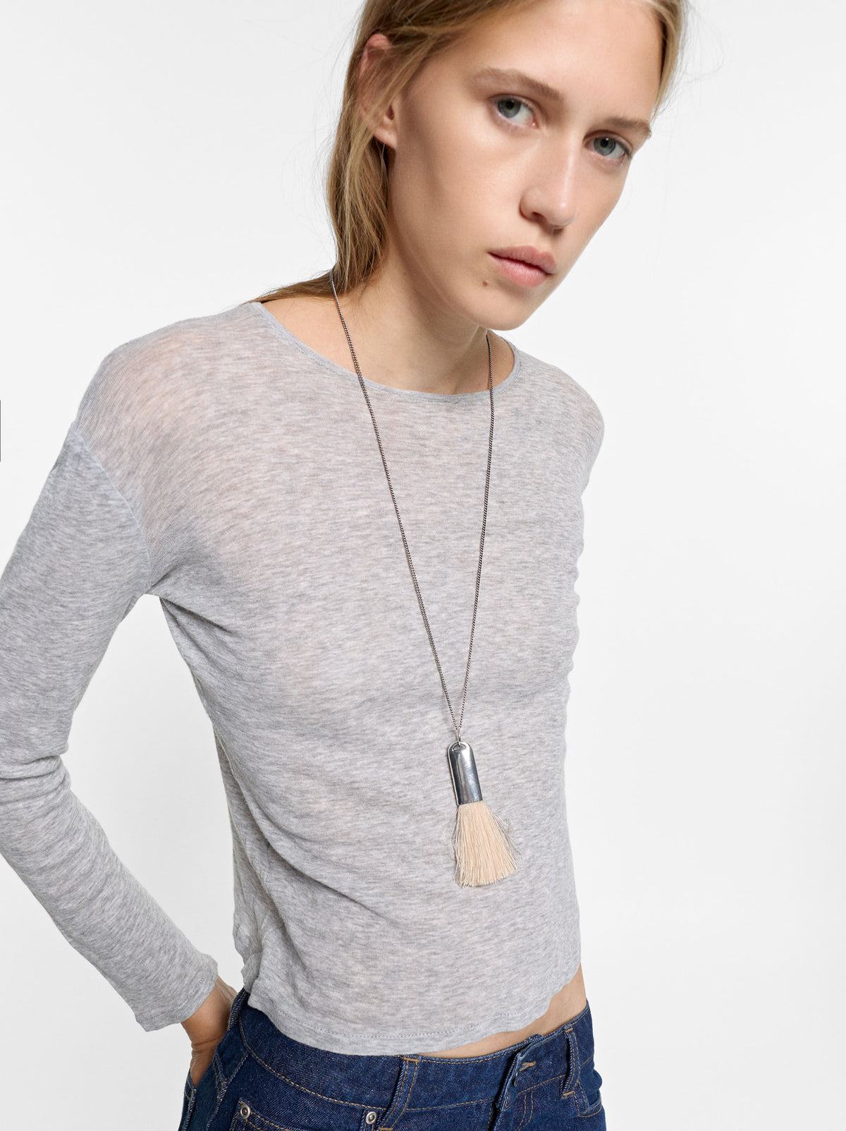 Long Necklace With Tassel Pendant
