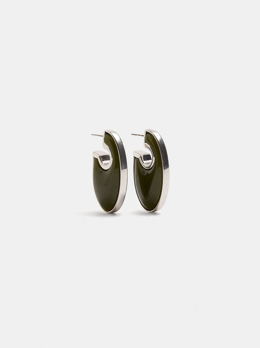 Flat, Elongated Open Hoop Earrings