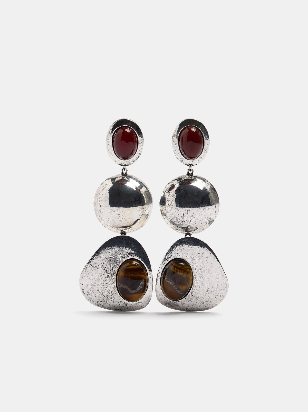 Long Rounded Earrings With Stones