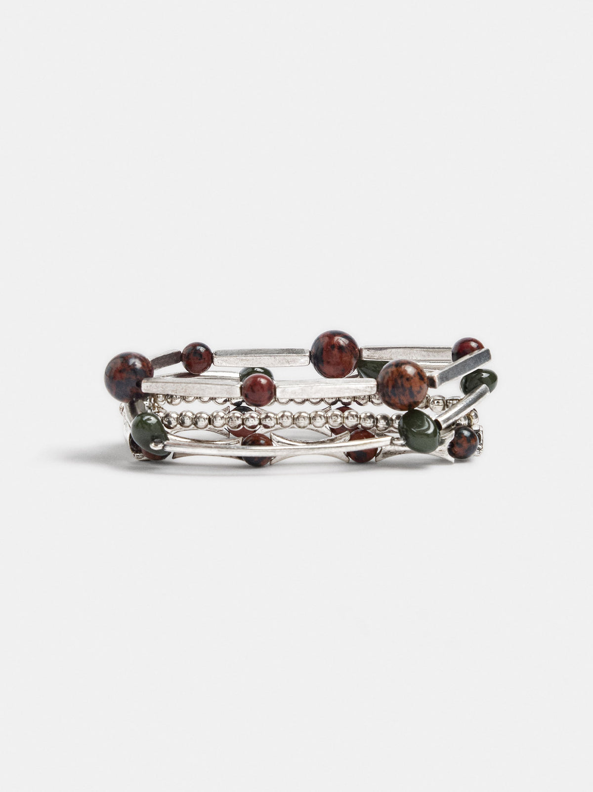 Set Of Elastic Bracelets With Stones