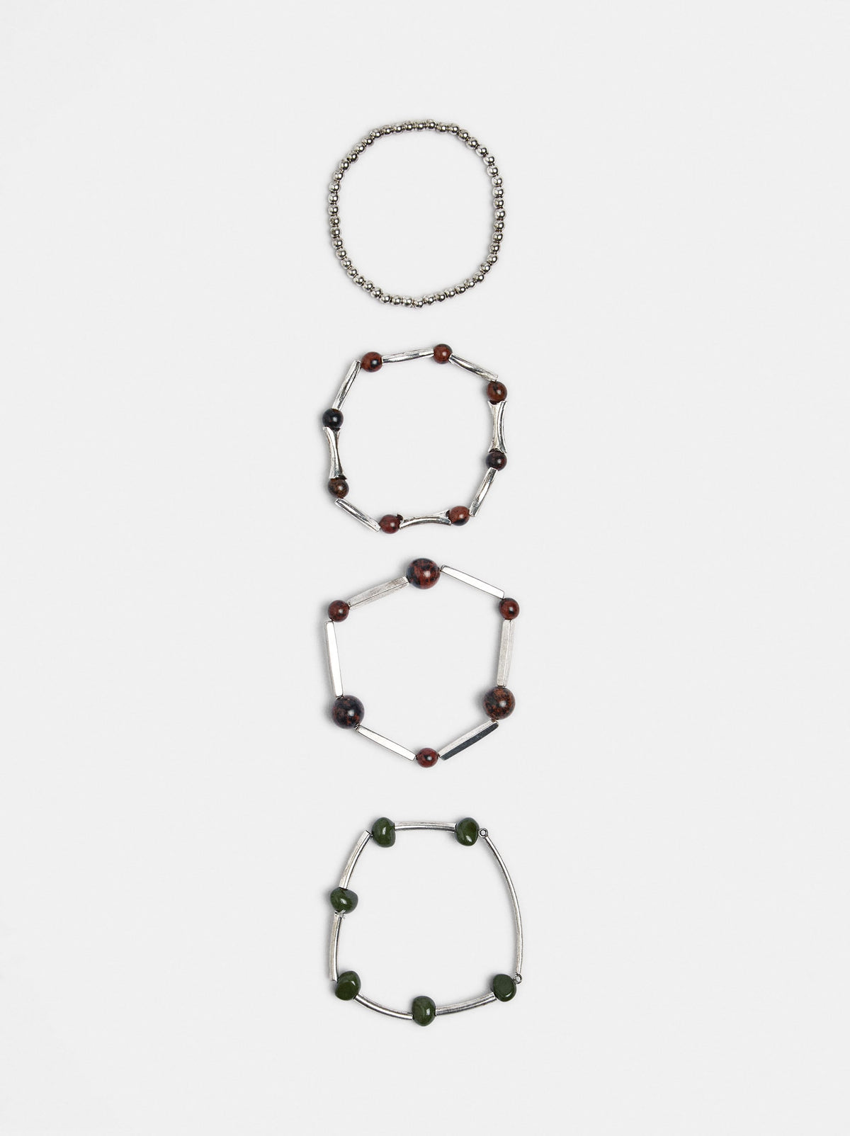 Set Of Elastic Bracelets With Stones