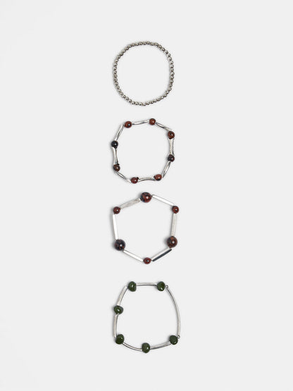 Set Of Elastic Bracelets With Stones
