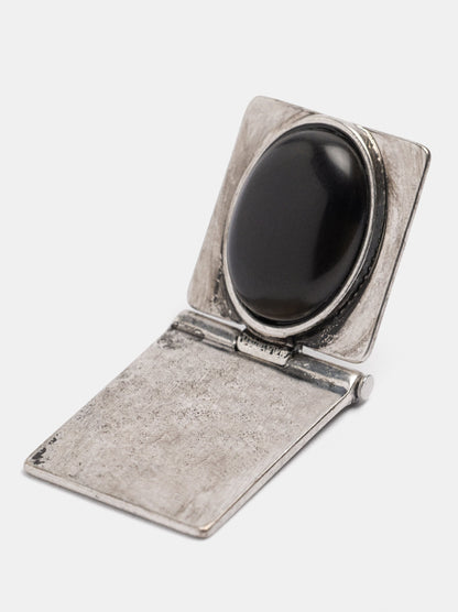 Long Rectangular Earrings With An Oval Stone