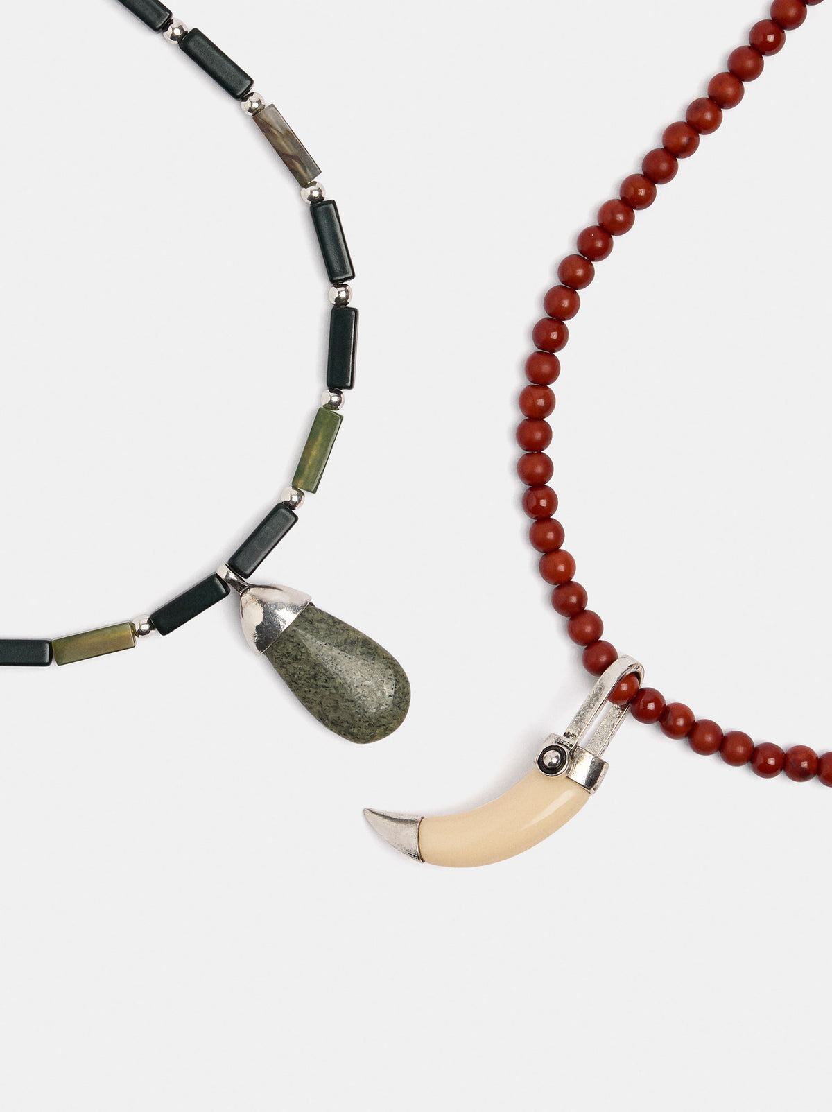 Set Of Necklaces With Stone Pendants