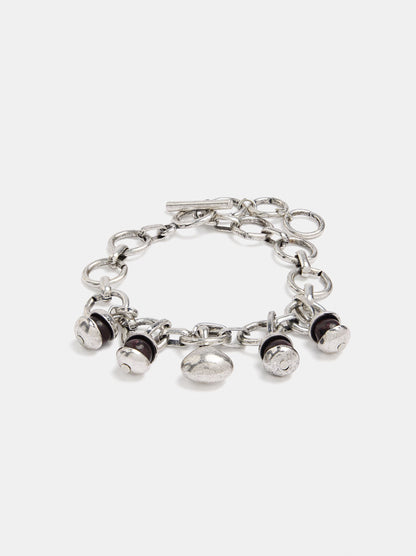 Link Bracelet With Stone Charms