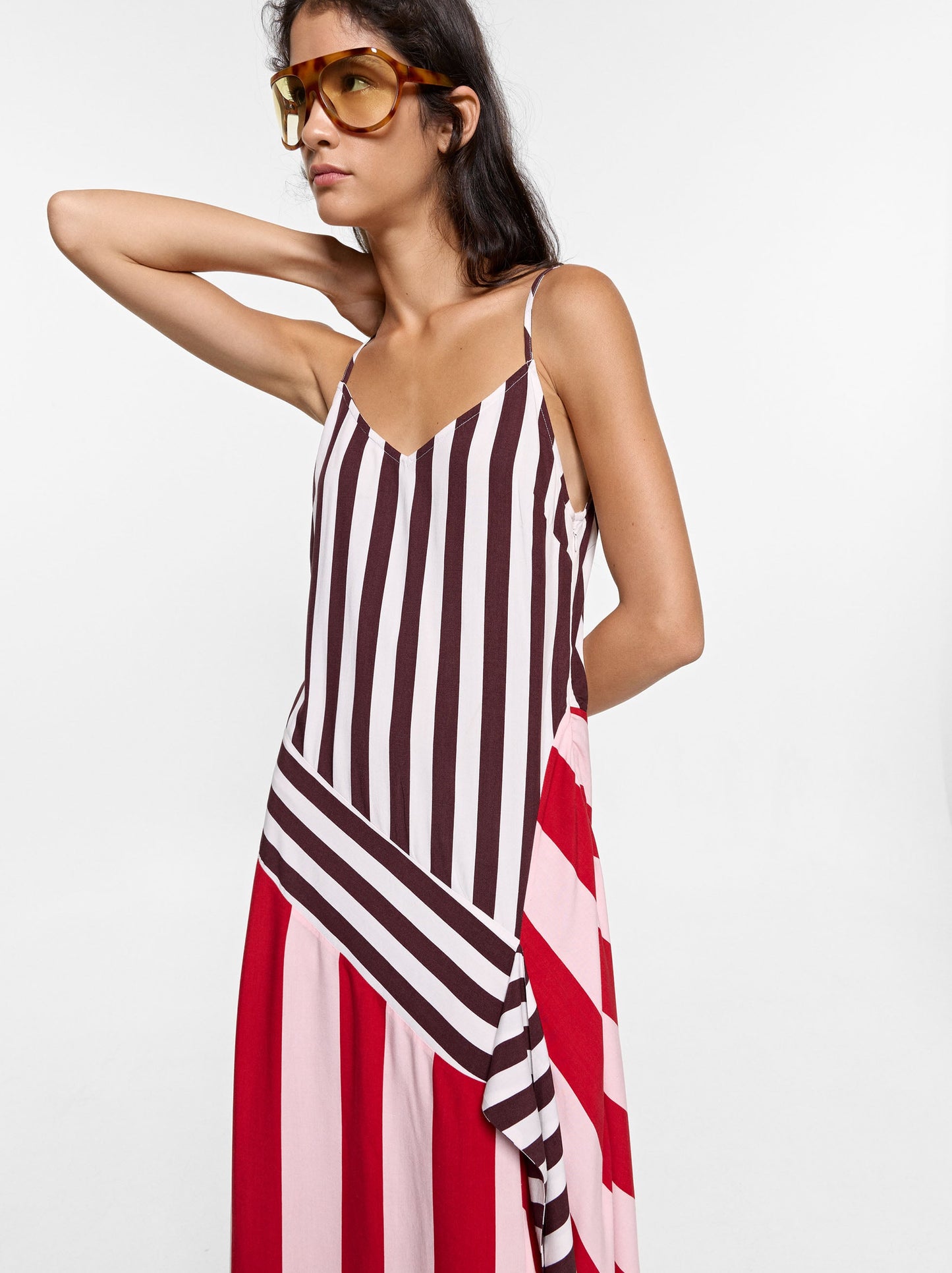 Contrast Stripe Dress With Straps
