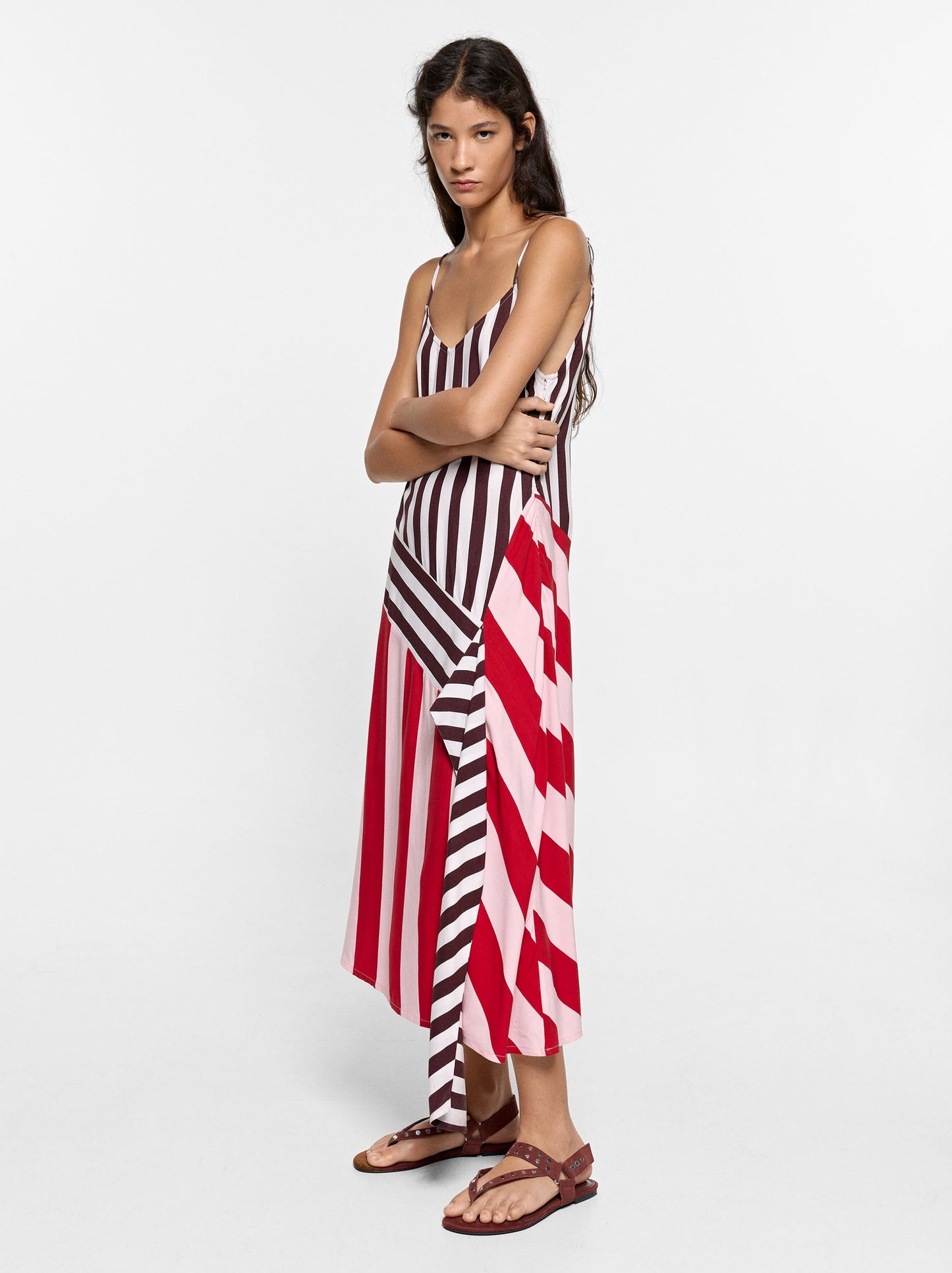 Contrast Stripe Dress With Straps