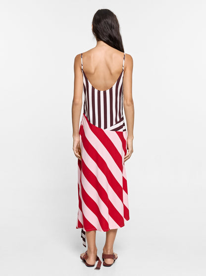 Contrast Stripe Dress With Straps