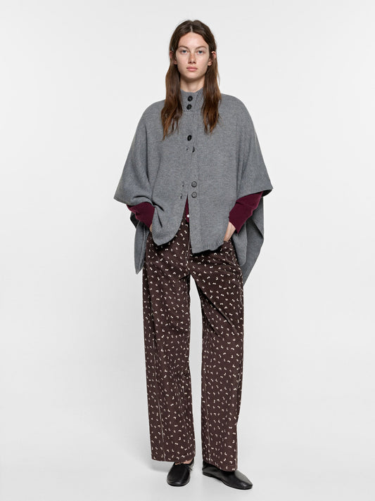 High-Neck Knit Poncho