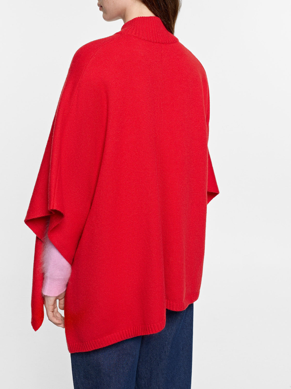 High-Neck Knit Poncho