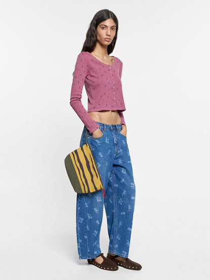 Floral-Print Balloon Jeans