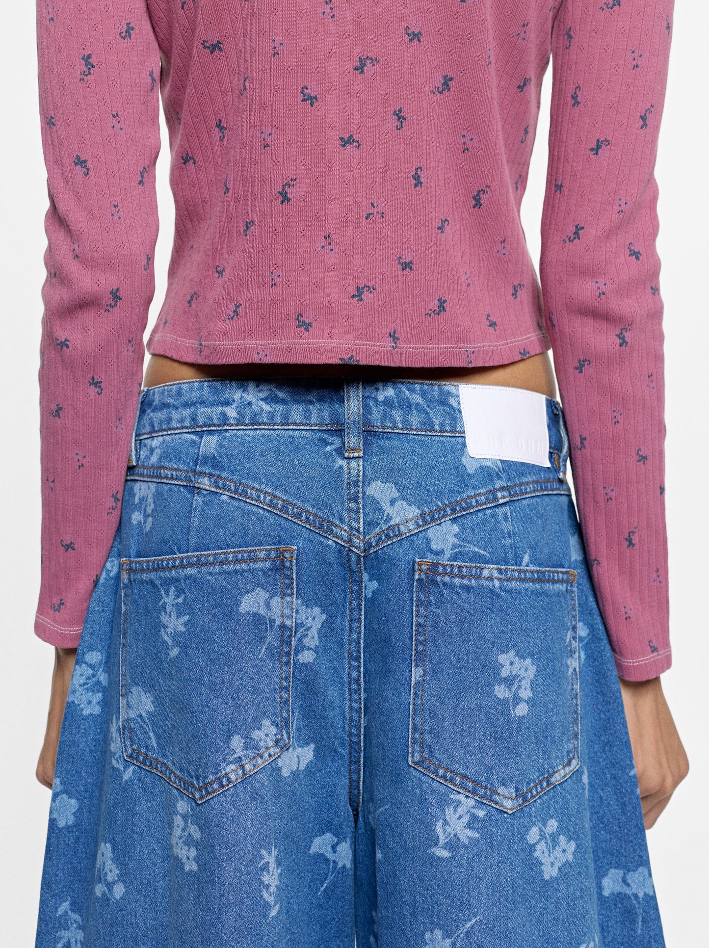 Floral-Print Balloon Jeans
