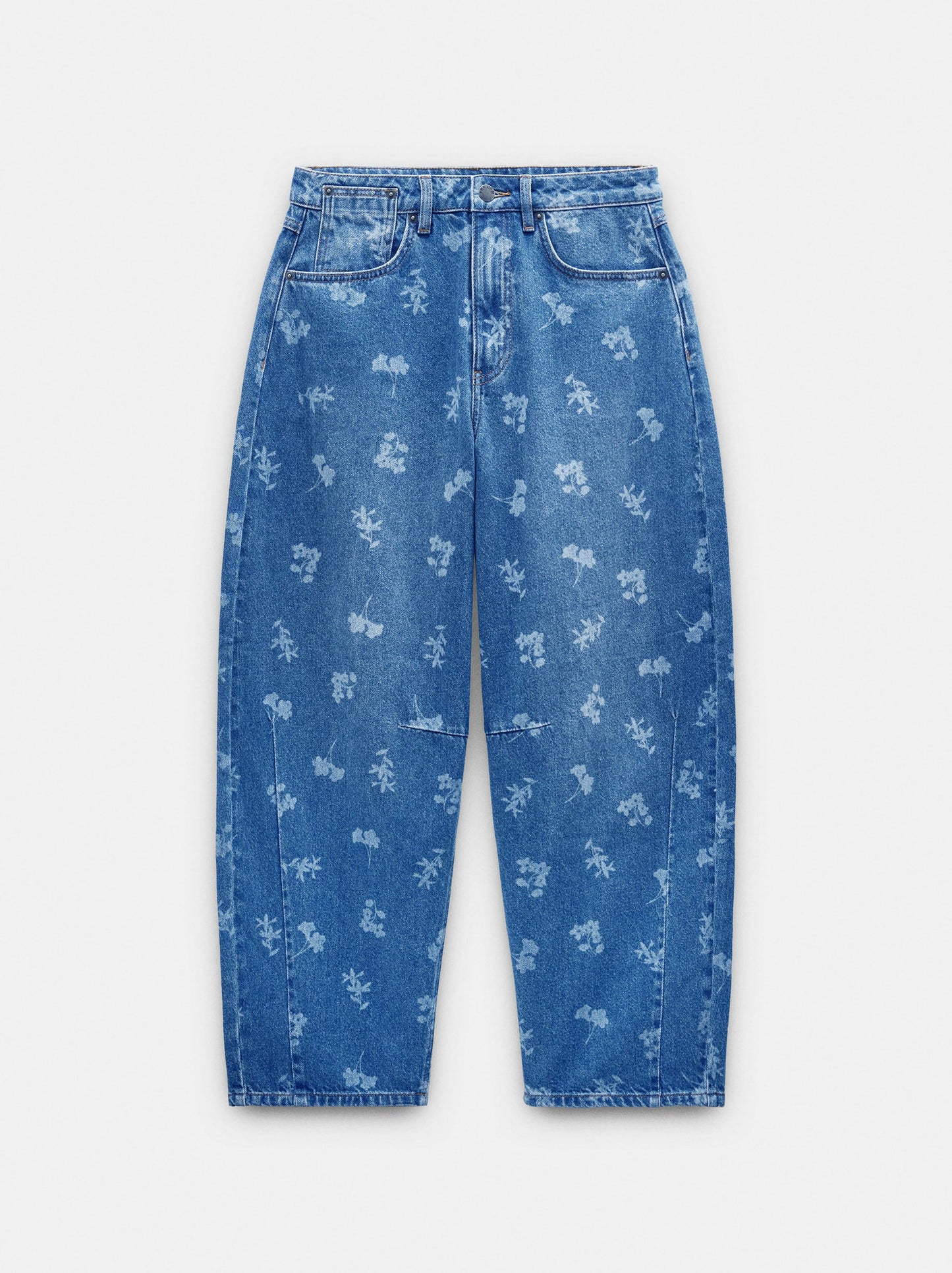 Floral-Print Balloon Jeans